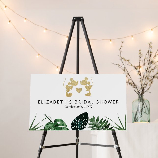 Mickey & Minnie | Tropical Faux Gold Bridal Shower Foam Board (In Situ (Stand))