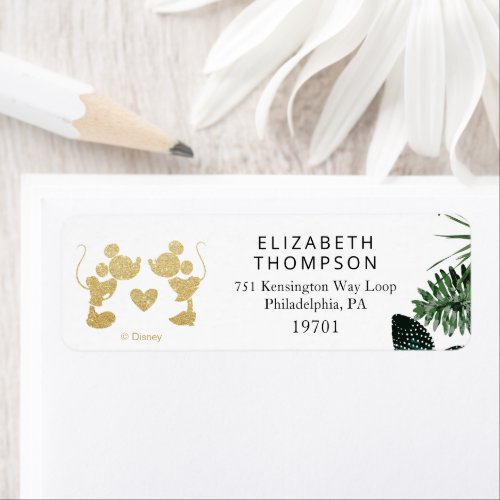 Mickey  Minnie  Tropical Faux Gold Bridal Shower Label