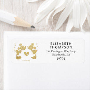 Mickey & Minnie   Tropical Faux Gold Bridal Shower Label