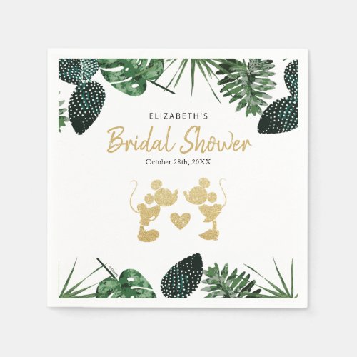 Mickey  Minnie  Tropical Faux Gold Bridal Shower Napkins