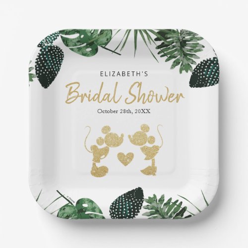 Mickey  Minnie  Tropical Faux Gold Bridal Shower Paper Plates