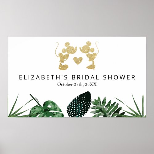 Mickey  Minnie  Tropical Faux Gold Bridal Shower Poster
