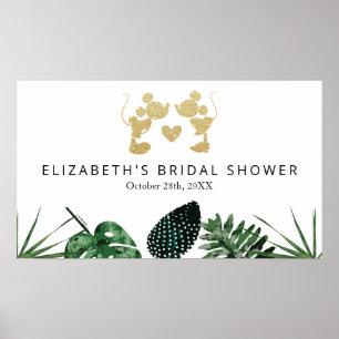 Mickey & Minnie   Tropical Faux Gold Bridal Shower Poster
