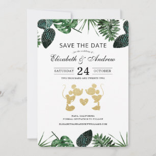 Mickey & Minnie Tropical Glitter Save the Date