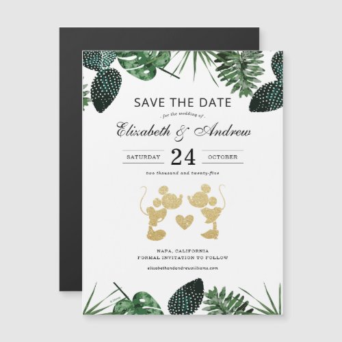 Mickey  Minnie Tropical Glitter Save the Date Magnetic Invitation