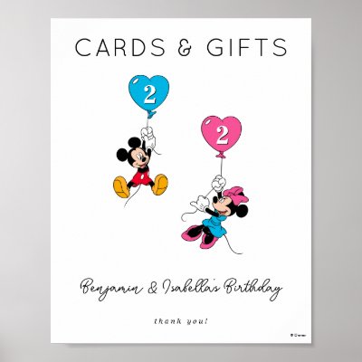 Mickey &amp; Minnie Twins Birthday Cards &amp; Gifts Sign