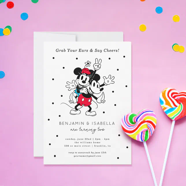 Mickey & Minnie | Twins Birthday Invitation