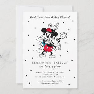 Mickey & Minnie   Twins Birthday  Invitation