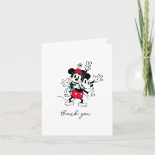 Mickey & Minnie Twins Birthday Letterpress Thank You Card