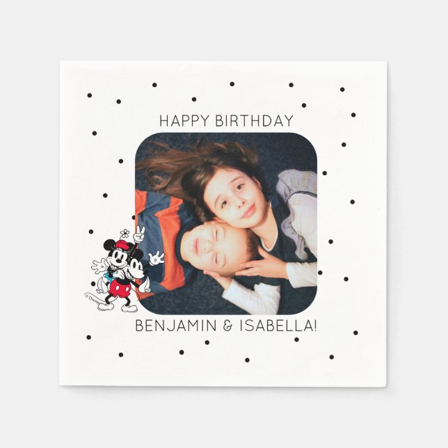 Mickey & Minnie | Twins Birthday  Napkins (Front)