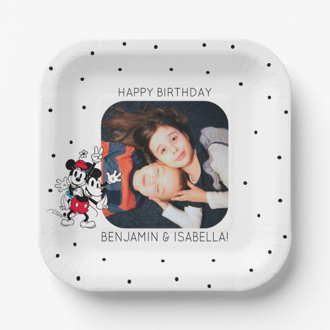 Mickey & Minnie | Twins Birthday  Paper Plates (Front)