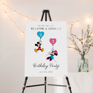 Mickey & Minnie Twins Birthday Party Welcome  Foam Board