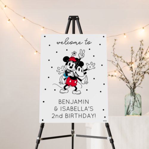 Mickey  Minnie  Twins Birthday Welcome Foam Board