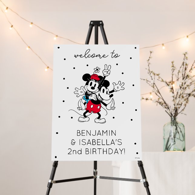Mickey & Minnie | Twins Birthday Welcome Foam Board (In Situ (Stand))