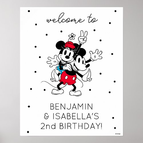 Mickey  Minnie  Twins Birthday Welcome Poster