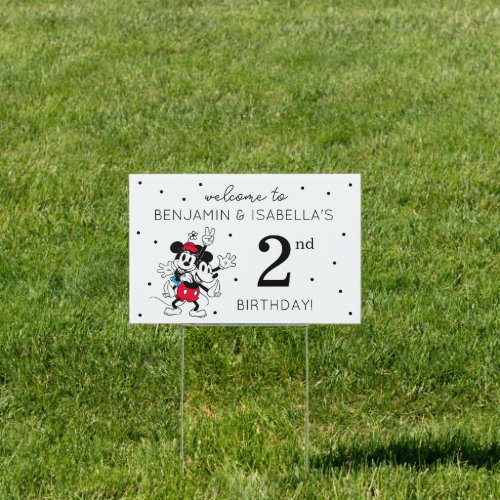 Mickey  Minnie  Twins Birthday Welcome Sign