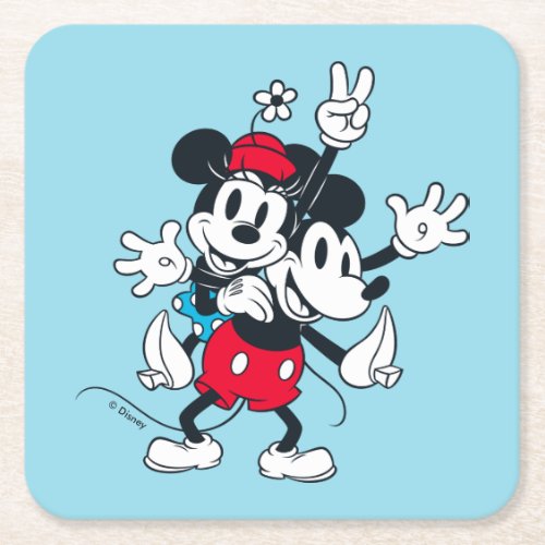 Mickey  Minnie  Two of a Kind Square Paper Coaster