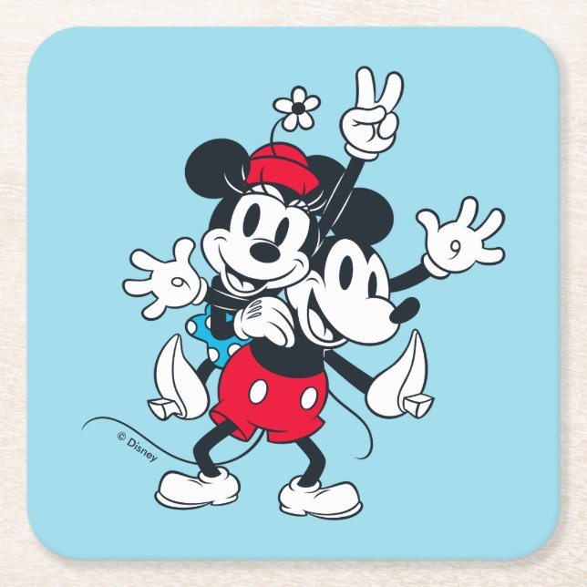 Mickey & Minnie | Two of a Kind Square Paper Coaster (Front)