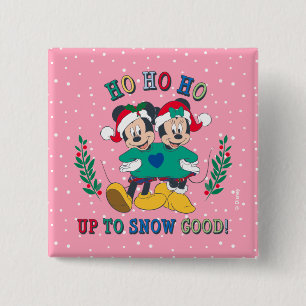 Mickey & Minnie   Up to Snow Good Button