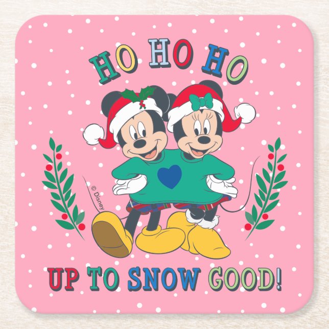 Mickey & Minnie | Up to Snow Good Square Paper Coaster (Front)