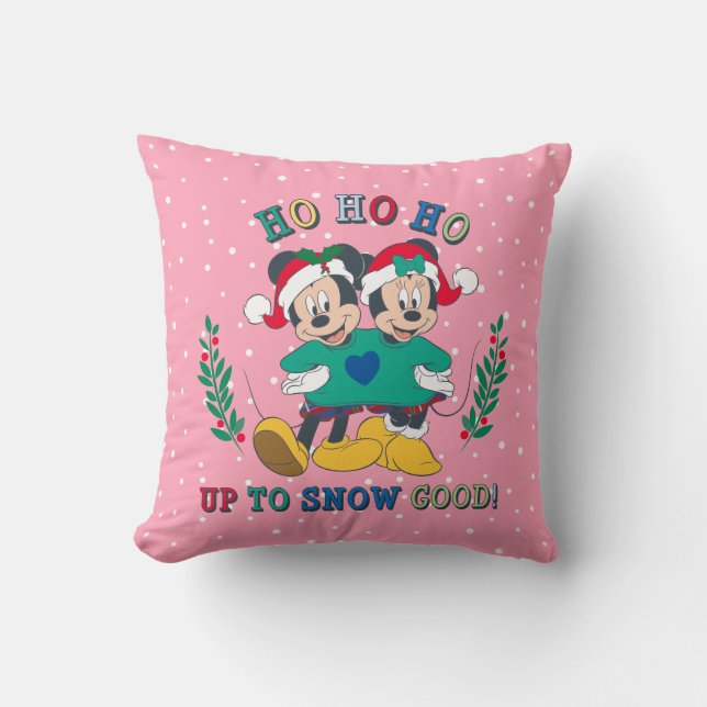 Mickey & Minnie | Up to Snow Good Throw Pillow (Front)