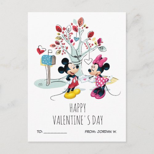 Mickey  Minnie  Valentines Day Holiday Postcard