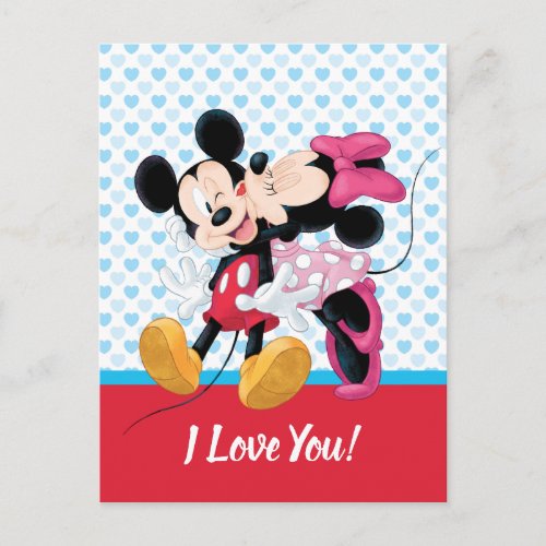 Mickey  Minnie  Valentines Day Smooch Holiday Postcard