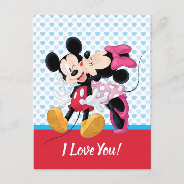 Mickey & Minnie | Valentine's Day Smooch Holiday Postcard (Front)