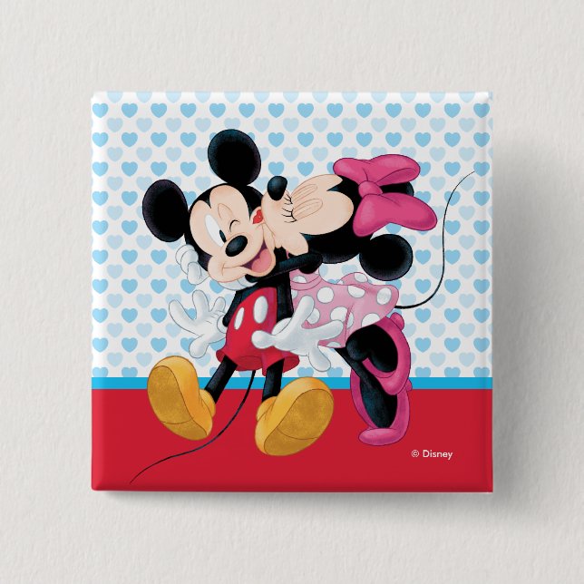 Mickey & Minnie | Valentine's Day Smooch Pinback Button (Front)