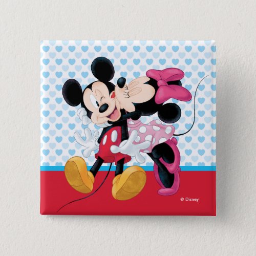 Mickey  Minnie  Valentines Day Smooch Pinback Button