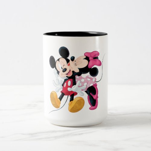 Mickey  Minnie  Valentines Day Smooch Two_Tone Coffee Mug