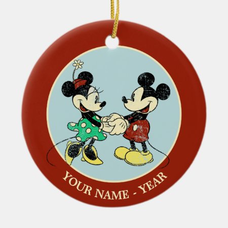 Mickey & Minnie | Vintage Add Your Name Ceramic Ornament