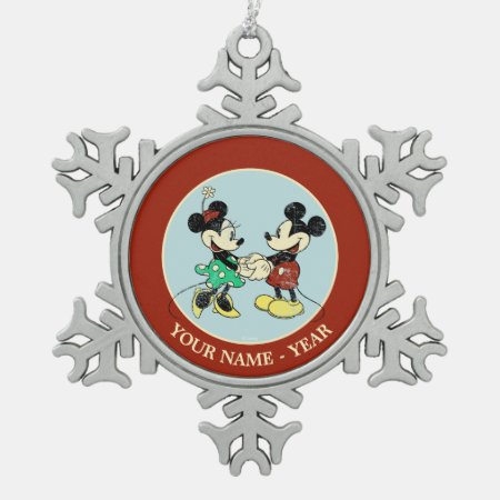Mickey & Minnie | Vintage Add Your Name Snowflake Pewter Christmas