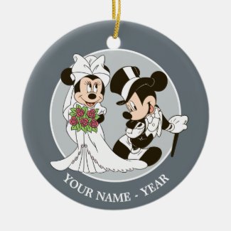 Mickey & Minnie Wedding | Getting Married Ceramic Ornament