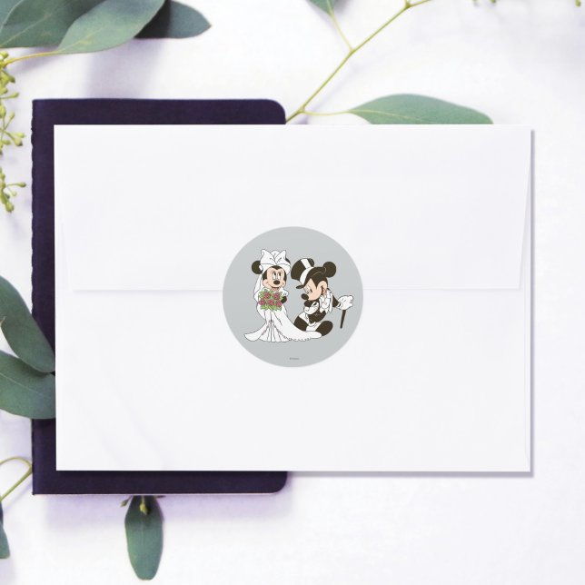 Mickey & Minnie Wedding | Getting Married Classic Round Sticker (Sticker on envelope)