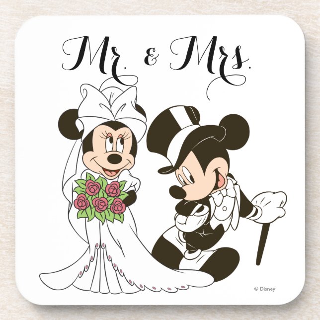 Mickey & Minnie Wedding | Getting Married Coaster (Front)