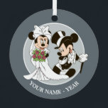 Mickey & Minnie Wedding | Getting Married Metal Ornament<br><div class="desc">Celebrate your love with this elegant metal ornament featuring Mickey and Minnie Mouse in a romantic "Getting Married" design. Perfect for Disney-loving couples, this customizable ornament makes a beautiful keepsake for weddings, engagements, or anniversaries. Add a personal touch to your holiday decor or gift it as a timeless memento of...</div>