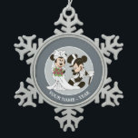 Mickey & Minnie Wedding | Getting Married Snowflake Pewter Christmas Ornament<br><div class="desc">Celebrate your love and the holiday season with this enchanting snowflake pewter ornament featuring Mickey and Minnie Mouse in a romantic "Getting Married" design. Perfect for Disney-loving couples, this customizable ornament makes a beautiful keepsake for weddings, engagements, or anniversaries. Add timeless Disney charm to your Christmas tree or gift it...</div>