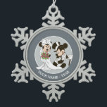 Mickey & Minnie Wedding | Getting Married Snowflake Pewter Christmas Ornament<br><div class="desc">Celebrate your love and the holiday season with this enchanting snowflake pewter ornament featuring Mickey and Minnie Mouse in a romantic "Getting Married" design. Perfect for Disney-loving couples, this customizable ornament makes a beautiful keepsake for weddings, engagements, or anniversaries. Add timeless Disney charm to your Christmas tree or gift it...</div>