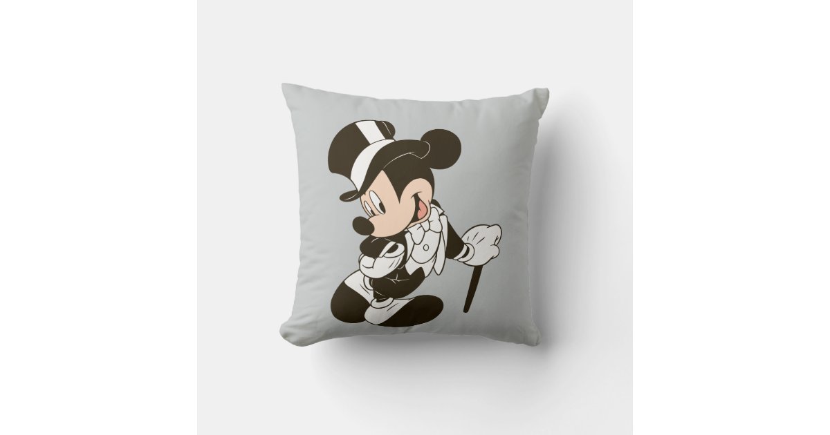 Mickey Mouse head and Disney Castle watercolor Throw Pillow