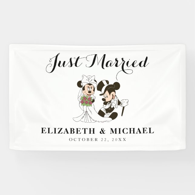 Mickey & Minnie Wedding Just Married -  Banner (Horizontal)