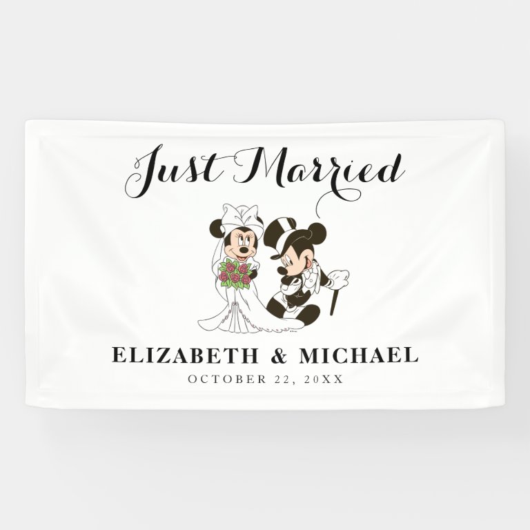 Mickey &amp; Minnie Wedding Just Married -                    Banner