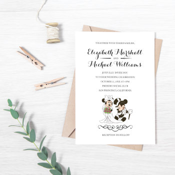 Mickey & Minnie Wedding | Married Invitation by MickeyAndFriends at Zazzle