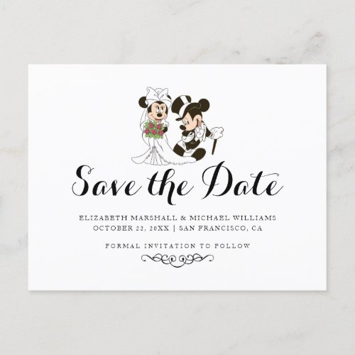 Mickey  Minnie Wedding  Married Save the Date Postcard