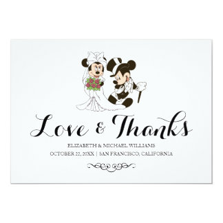 Mickey & Minnie Wedding | Married Thank You Card
