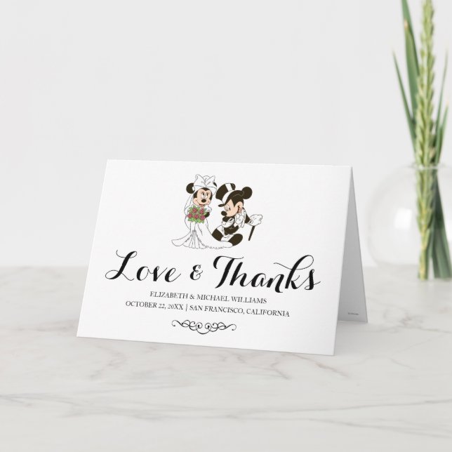 Mickey & Minnie Wedding | Married Thank You Folded Card (Front)