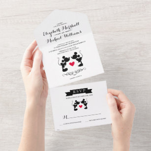 Mickey & Minnie Wedding   Silhouette All In One In All In One Invitation