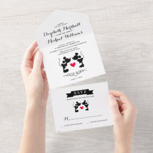 Mickey & Minnie Wedding Silhouette All In One In Invitation