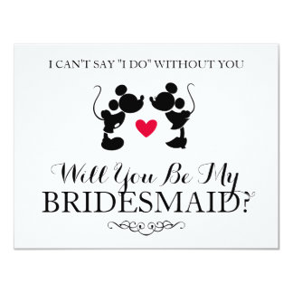 Mickey & Minnie Wedding | Silhouette Bridesmaid Card