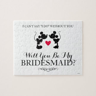 Mickey & Minnie Wedding | Silhouette Bridesmaid Jigsaw Puzzle